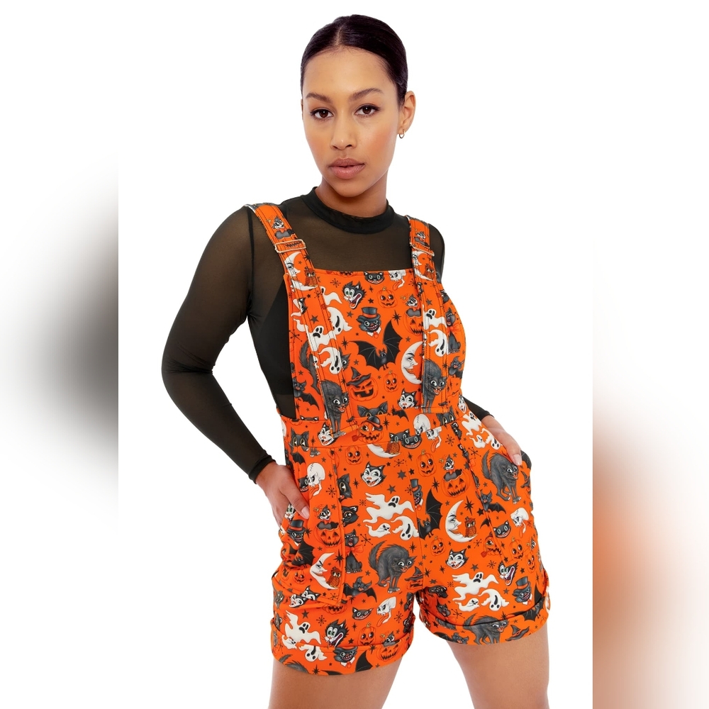 Trick Or Treat Pumpkin Short Overalls
